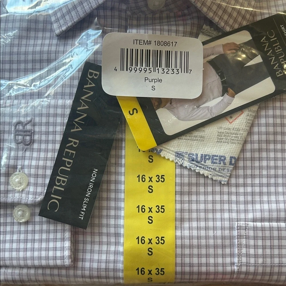 Banana Republic Men's Purple Plaid Dress Shirt